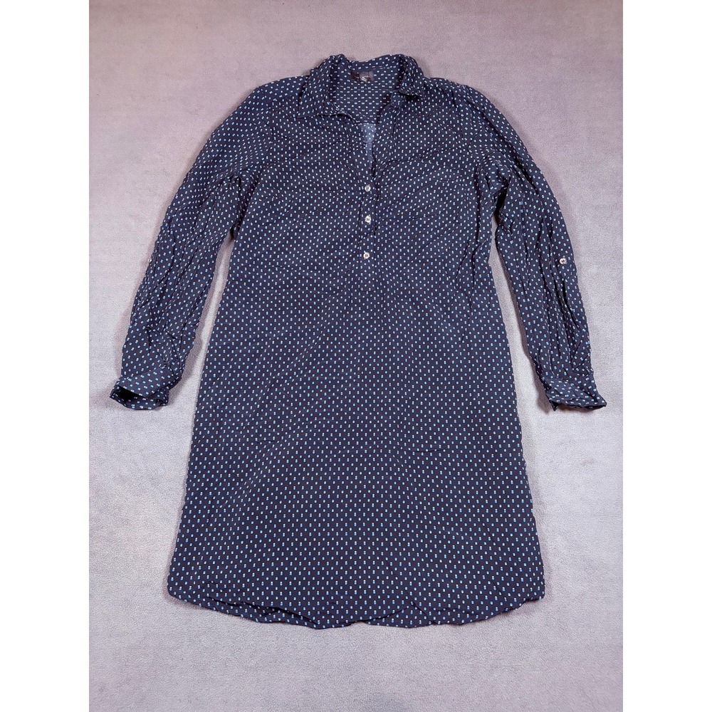 The Limited Shirt Dress Womens Medium Blue Polka Dot Long Sleeve Button Front